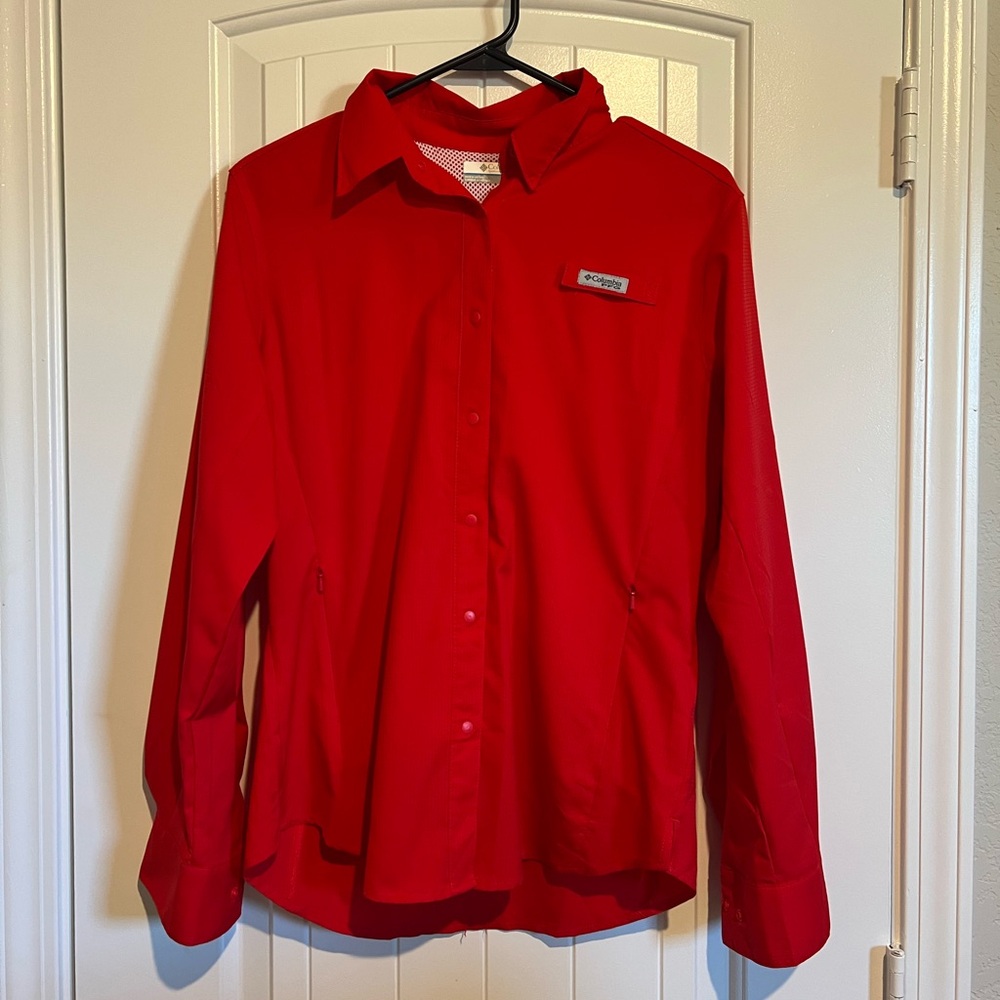 Men's Columbia PFG Red Button Down Shirt